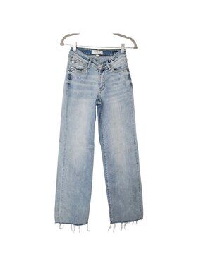 Judy Blue Straight Fit Distressed Jeans Womens Size 1/25 Blue Light Wash